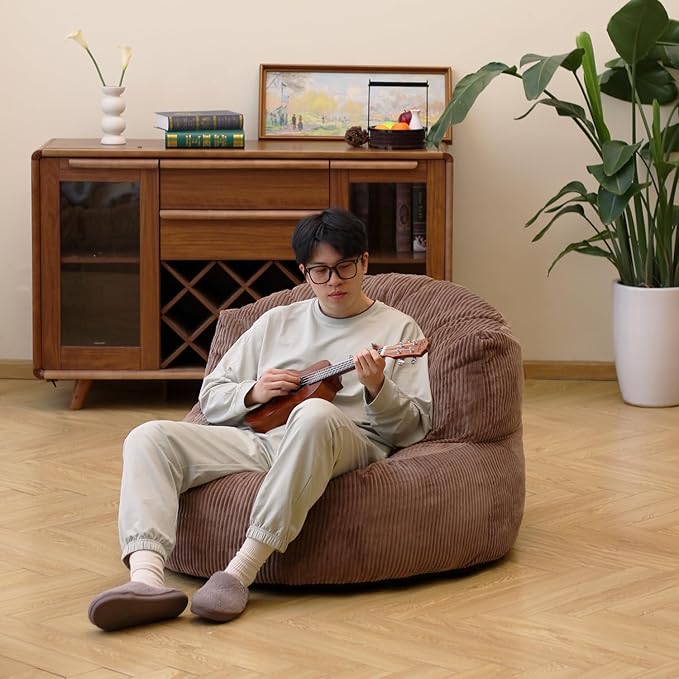 N&V Large Crescent Bean Bag Chair, Adult Size Bean Bag Sack, Foam Filling - Image 4
