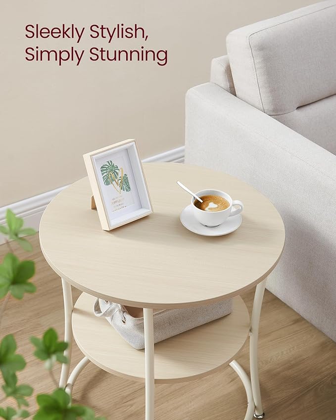 VASAGLE Side Table, 2-Tier Round End Table, Nightstand - Image 4