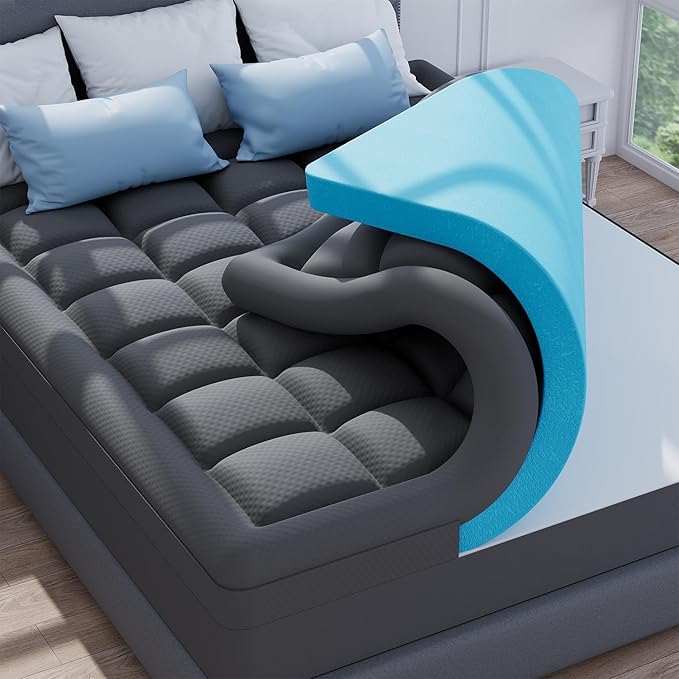 ELEMUSE Dual Layer 3 Inch Memory Foam Mattress Topper Full, 2 Inch Cooling Gel by Elemuse