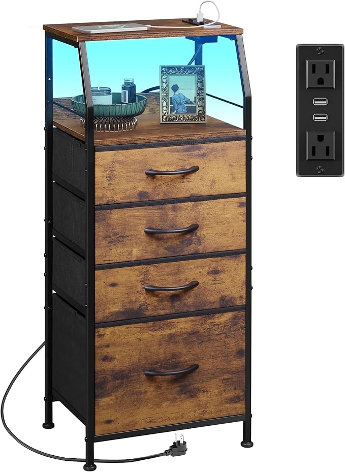 WLIVE 4 Drawer Dresser for Bedroom, Tall Night Stand Bed Side Table, End Table by WLIVE