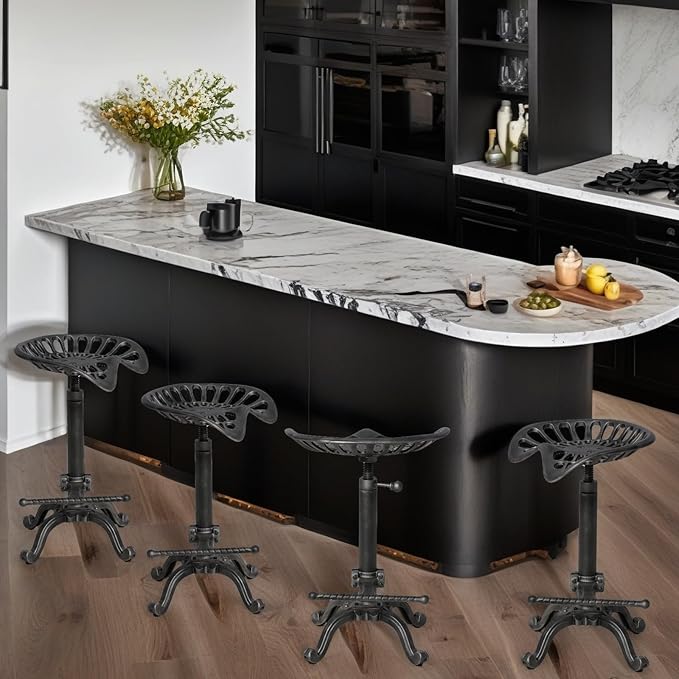 Rustic Tractor Seat Bar Stool Cast Iron Saddle Seat Industrial Counter Stools - Image 6