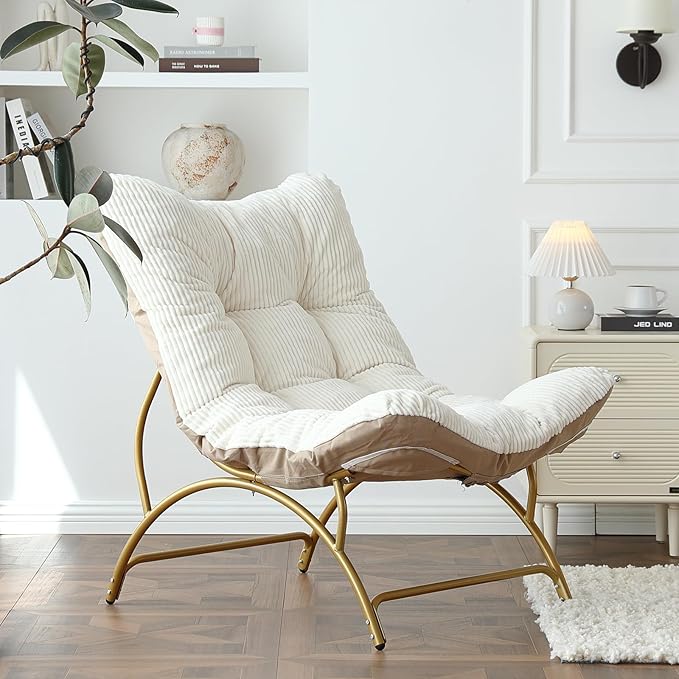 Welnow Accent Lounge Lazy Chair, Comfy Soft Leisure Metal Frame Reading Chair by LifeGetsBetterWithWelnow
