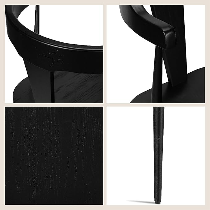 POLY & BARK Mid Century Modern Enzo Black Dining Chair – Solid Oak Wood Splat - Image 7
