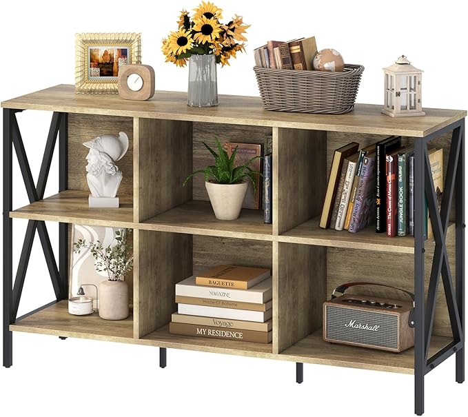 Horizontal Bookshelf Bookcase, 6 Cube Storage Organizer by Adompacat