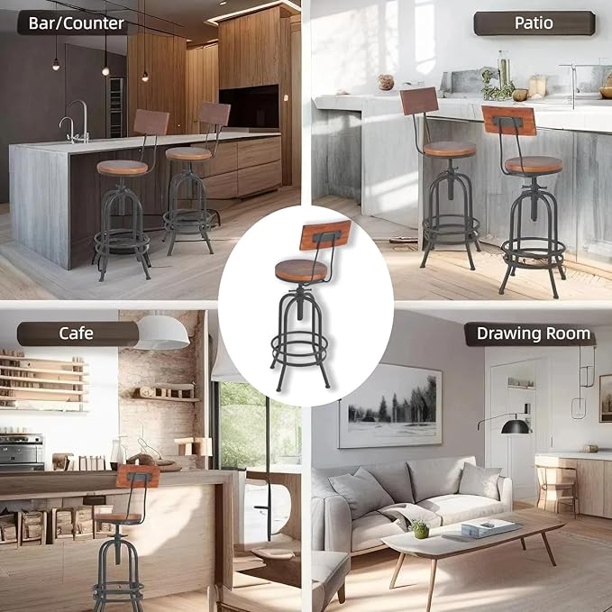 Set of 2-Industrial Bar Stools - Image 6