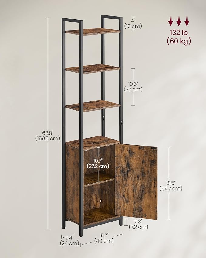 VASAGLE 6-Tier Bookshelf, Tall Bookcase - Image 3