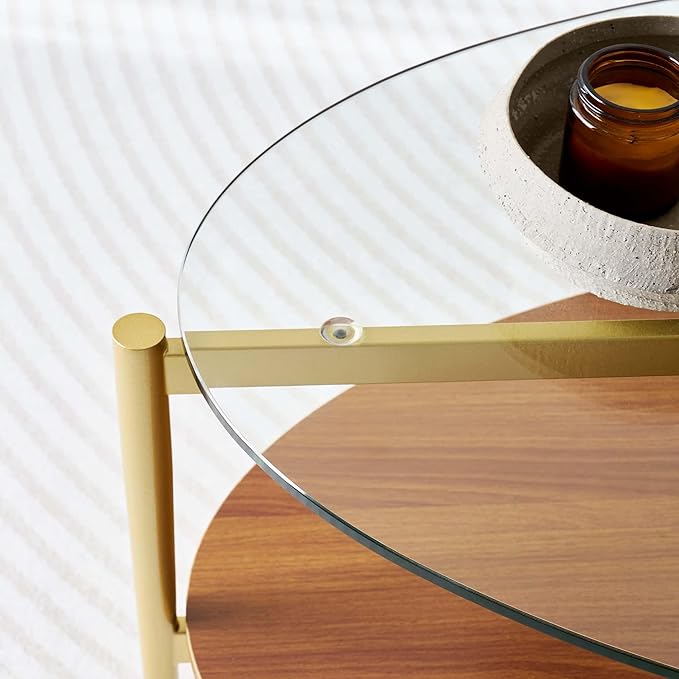 Oval Glass Coffee Table, Mid-Century Modern Design, L43 x W22 x H17 inch - Image 8