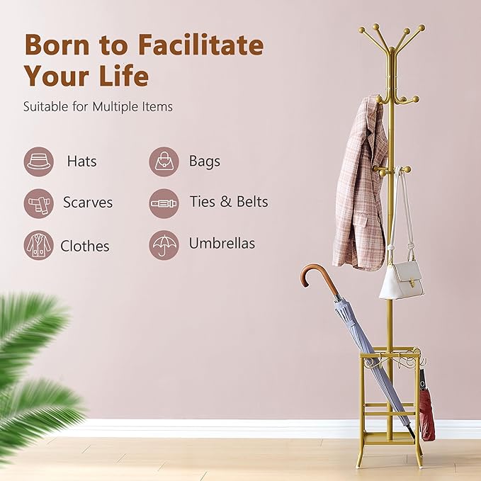 Hoctieon Coat Rack Freestanding, Coat Tree - Image 9