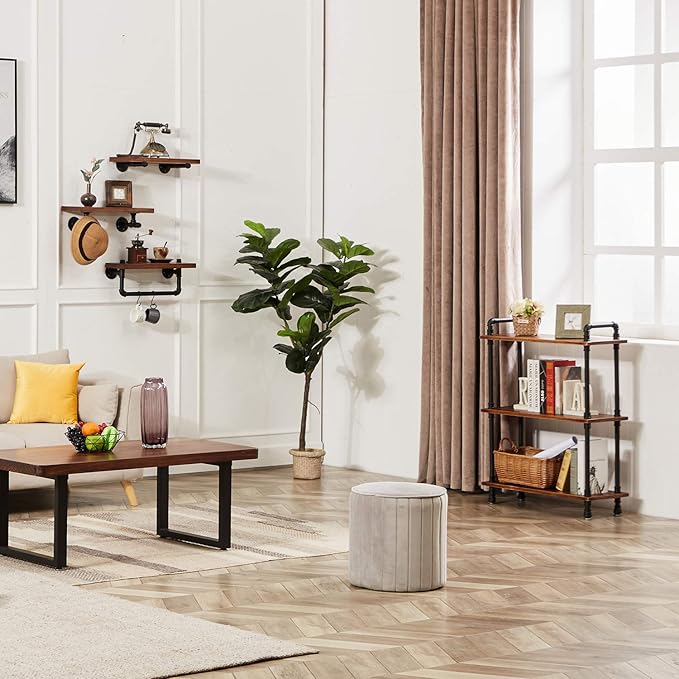 Industrial Bookshelf, 3 Tier Pipe Shelving, Industrial Pipe Shelf - Image 8