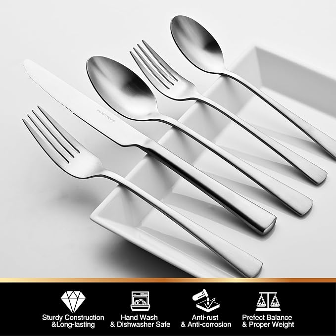 KINGSTONE 30-Piece Silverware Set, 18/10 Stainless Steel Flatware Set - Image 4