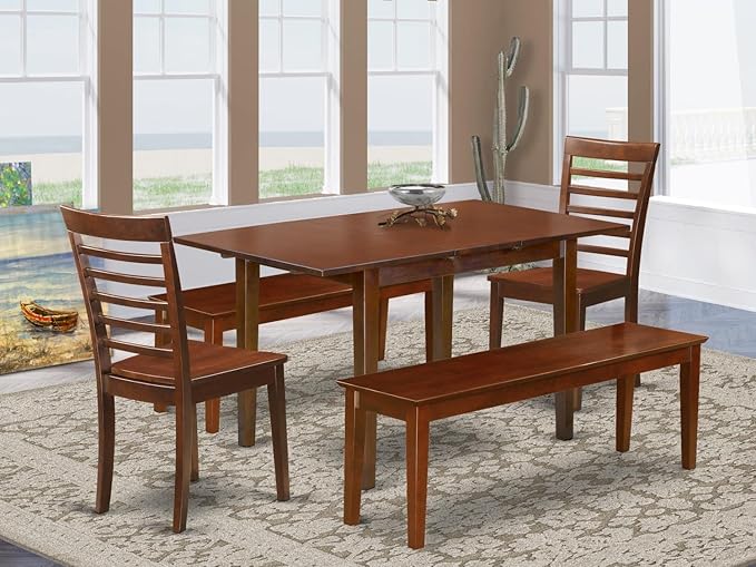 East West Furniture NOML5C-MAH-W 5 Piece Dining Table Set - Image 6