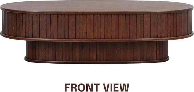 NTC Stream DOU Coffee Table, Modern Double-Layer Oval Wooden Center Table - Image 3