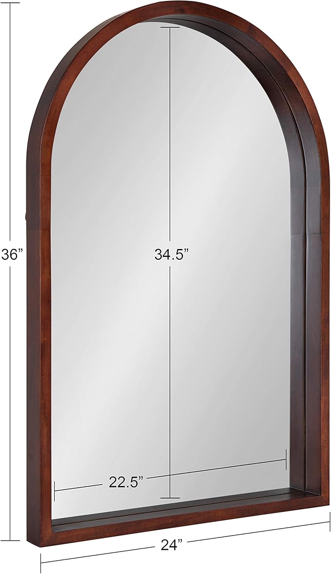 Kate and Laurel Hutton MidCentury Modern Farmhouse Arch Mirror, Walnut Brown - Image 8