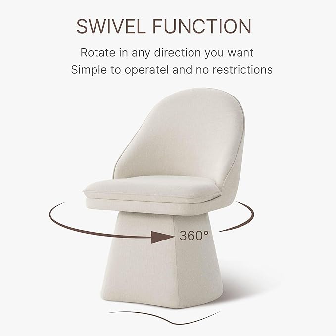 Swivel Dining Chairs Modern Desk Chair Upholstered Linen Fabric Side Chair - Image 4