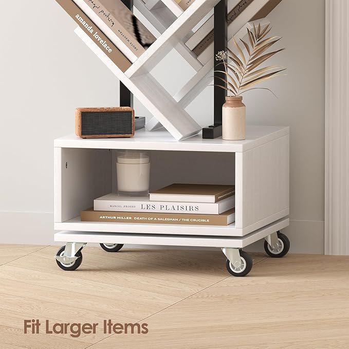7 Tier Tree-Shaped Rotating Bookshelf, Double Sided, Small Bookcase - Image 2