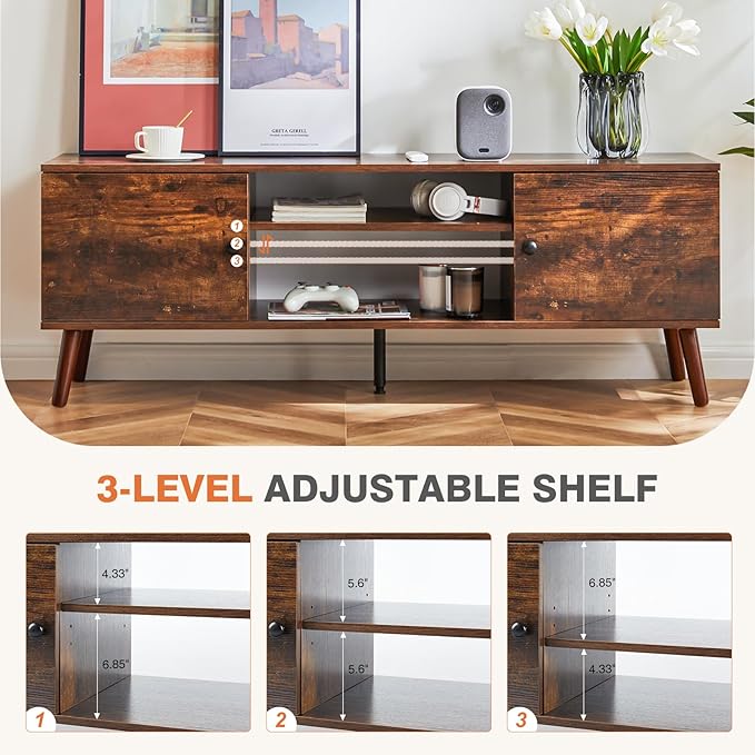 Sweetcrispy TV Stand for 55 60 inch TV, Modern Mid Century Entertainment Center - Image 5