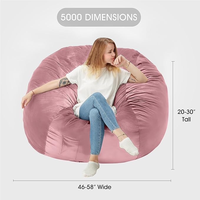 HABUTWAY Bean Bag Chair: Giant 5' Memory Foam Furniture Bean Bag Chairs - Image 3