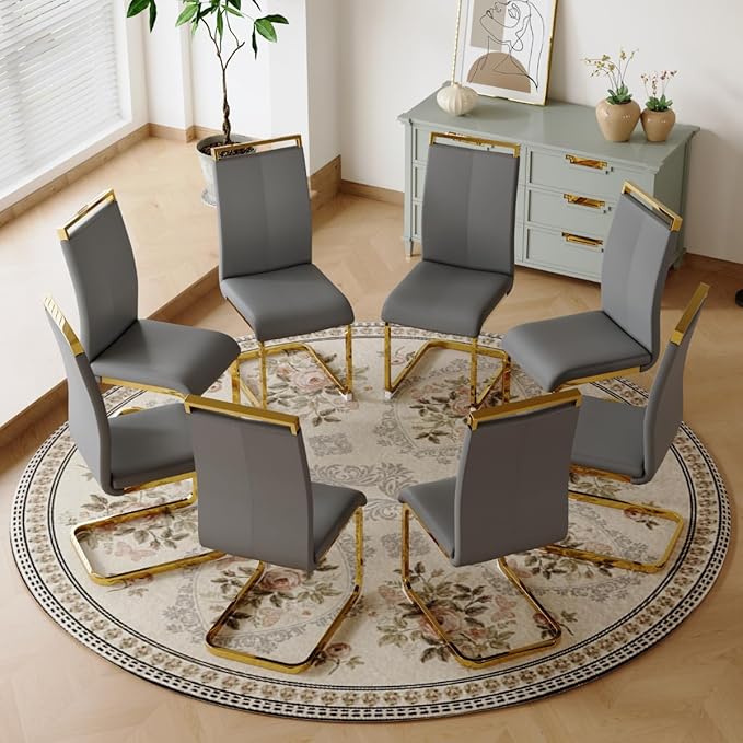 Dining Chairs Set of 8, Faux Leather - Image 3