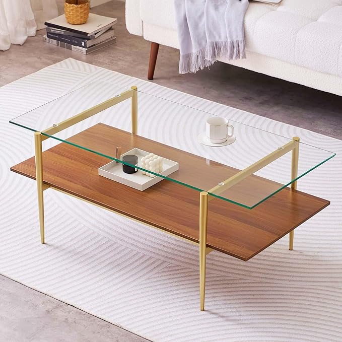Rectangle Coffee Table, Mid-Century Modern Design, L41 W21 x H17, by LumFurn