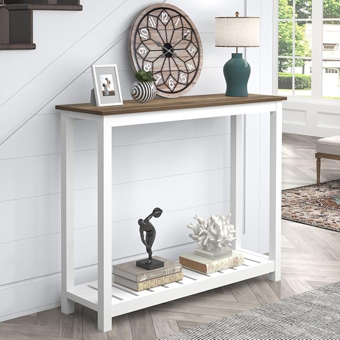 FOLUBAN Farmhouse Sofa Table, Rustic Vintage Console Table - Image 3