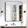 Bathroom Mirror, 40 x 36 inch Black Rectangle Wall Mirror, Metal Frame by WelcometoCIVENO