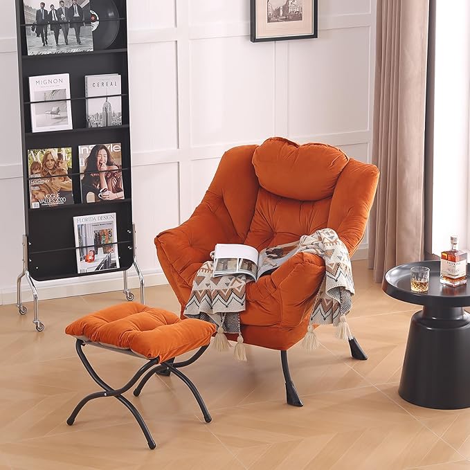 LITA Lazy Chair with Ottoman, Modern Lounge Accent Chair with Armrests and a - Image 2