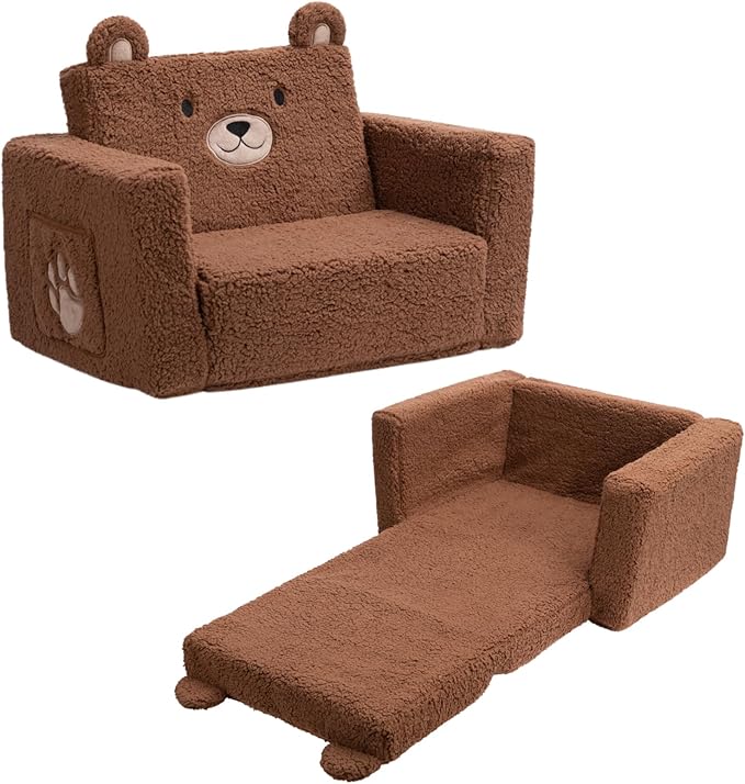 ALIMORDEN 2-in-1 Flip Out Cuddly Sherpa Toddler Couch, Convertible Sofa to by ALIMORDEN