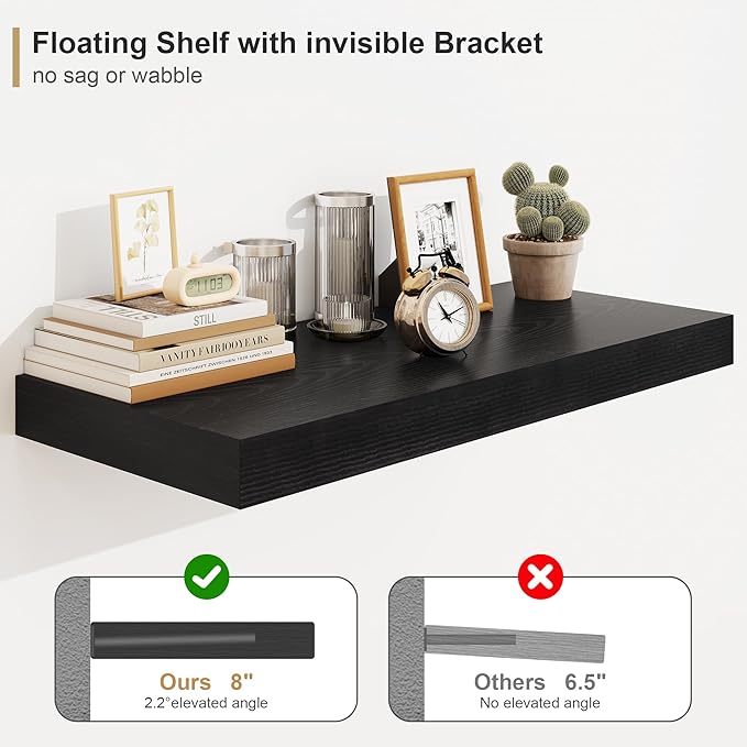 Heimlove Black Bathroom Shelves Floating Shelves - Image 4