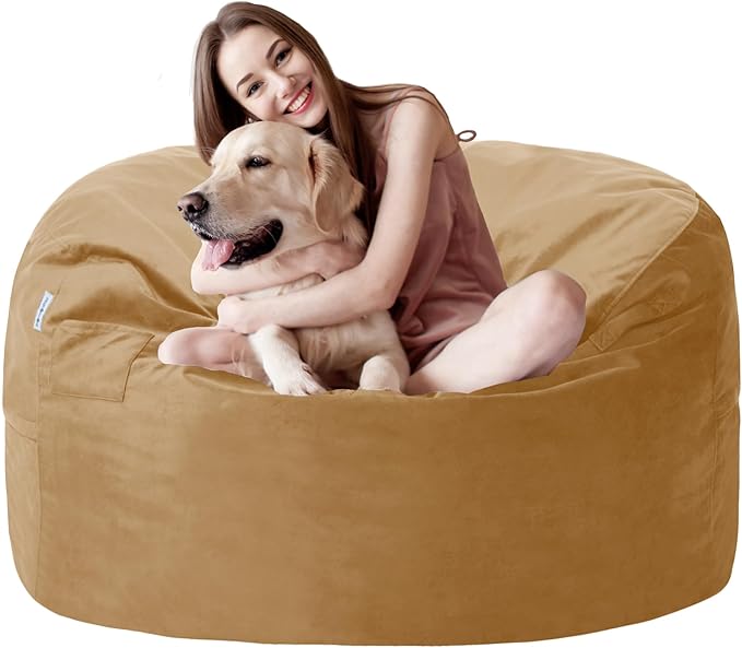3FT Bean Bag Chair with Ultra Soft Velvet Cover Bean Bag Sofa with Memory Foam by Unknown