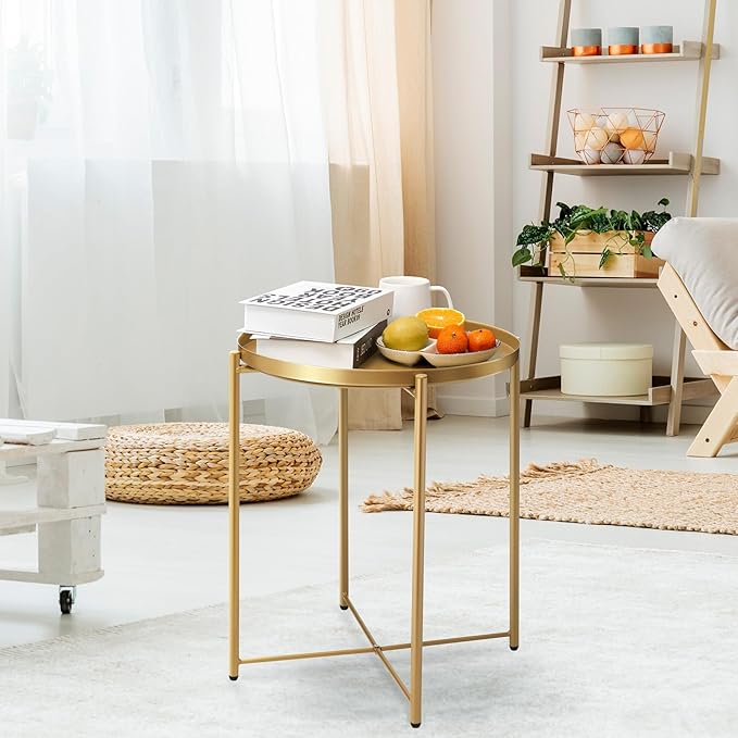 danpinera Gold Side Table, End Table - Image 2