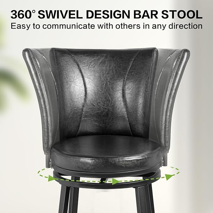 Bar Stools Set of 2, Counter Height Swivel Bar Chair - Image 4