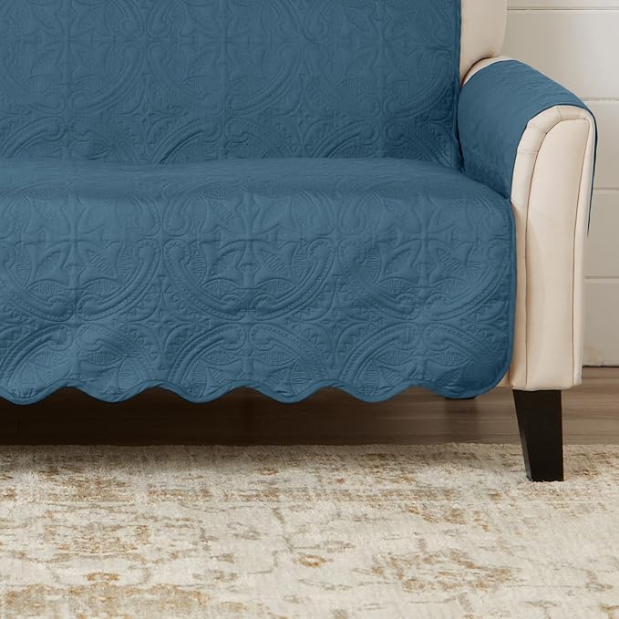 Great Bay Home Medallion Stitched Solid Furniture Protector Stain Resistant - Image 2