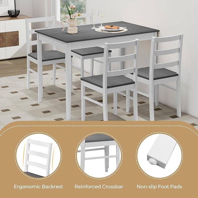 Giantex Dining Table Set with Kitchen Table, Dining Chairs, Compact - Image 6