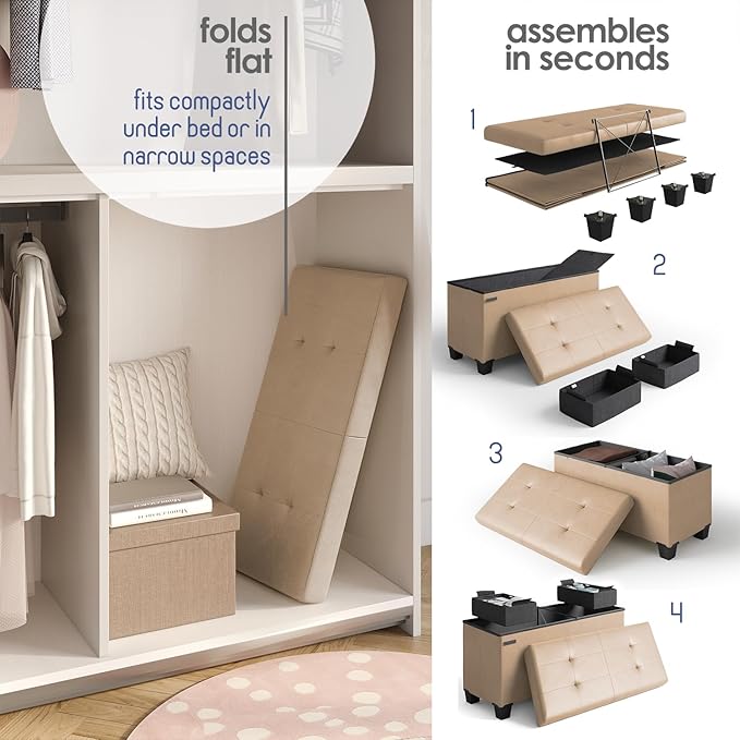 STORAGEBUD Storage Ottoman Bench - Image 6