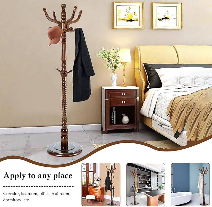 Coat Rack Stand, Solid Wooden Coat Tree - Image 7