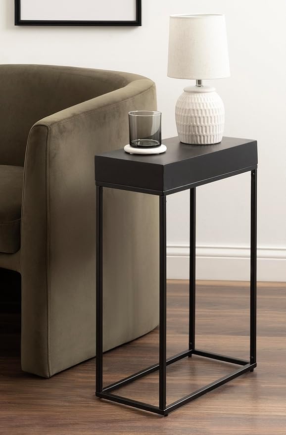 Kate and Laurel Karlsen Modern Wood and Metal Narrow Side Table; 16 x 8 x 24; - Image 2