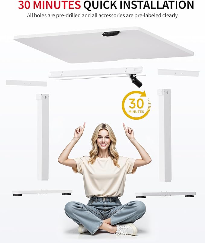 Okin Standing Desk Electric Adjustable Computer Whole Piece Stand up Desk - Image 9
