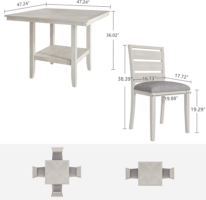 5-Piece Solid Wood Dining Table Set - Image 2