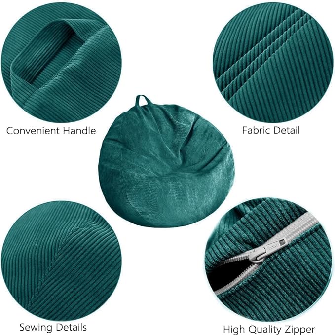 Kisoy Bean Bag Chair Cover Stuffed Animal Storage Bean Bag Cover Pets Dogs/Cats - Image 4