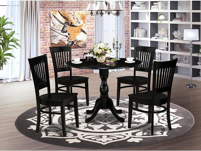East West Furniture DMVA5-BLK-W 5 Piece Dinette Set - Image 6