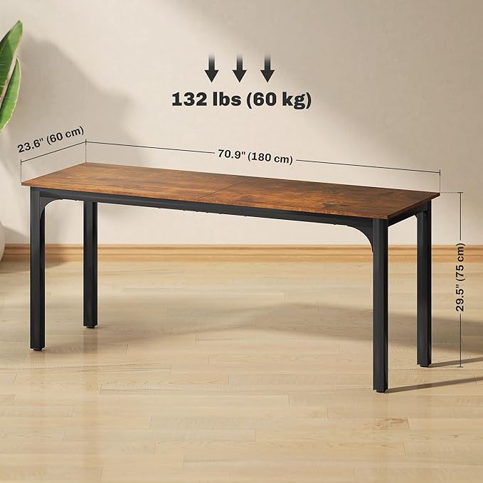 HOMCOM Modern Simple Large Computer Desk, Rustic Brown - Image 3