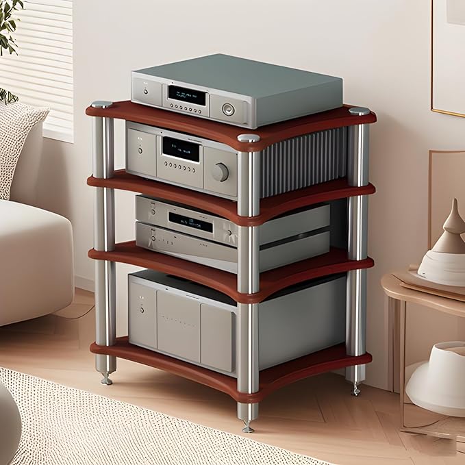 4-Tier AV Media Stand, Stereo Racks and Stands, Video Component Cabinet Audio by SHZYJBRY