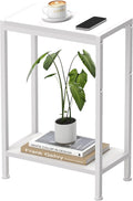 Narrow Side Table for Small Space, 2-Tier Small End Table by HOME