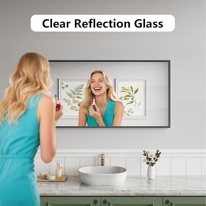 Koonmi Bathroom Mirror 24x48 Black Bathroom Wall-Mounted Mirrors, Modern Vanity - Image 2
