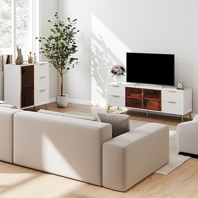 Rovibek 59" Modern TV Stand, Entertainment Center TV Console - Image 5
