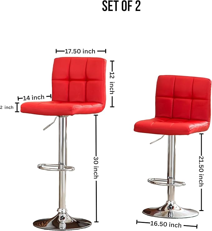 Roundhill Furniture Swivel Red Bonded Leather Adjustable Hydraulic Bar Stool - Image 3