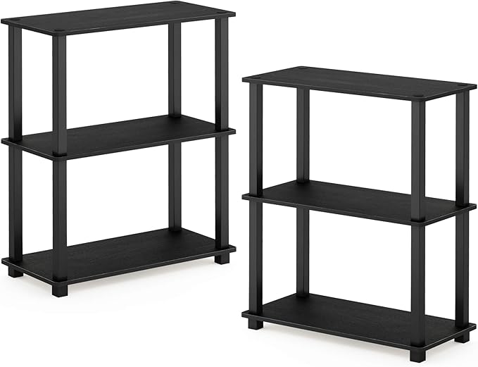 Furinno Turn-S-Tube 3-Tier Compact Multipurpose Shelf 2-Pack Americano/Black - Image 3