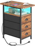 End Table with Charging Station, LED Side Tables with USB Ports and Outlets by Unknown
