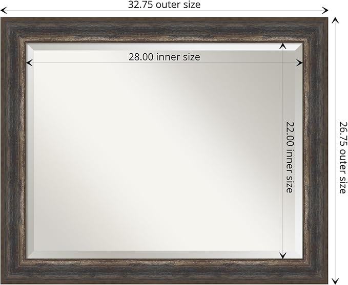 Amanti Art Brown Wall Mirror 27x33 Alta Rustic Char Rectangle Bathroom Mirror - Image 4