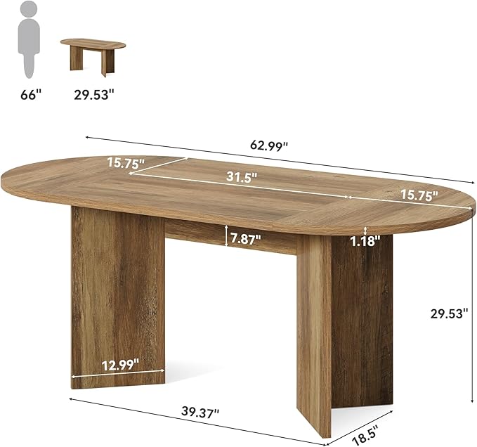 LITTLE TREE 63" Rustic Oval Dining Table - Image 2